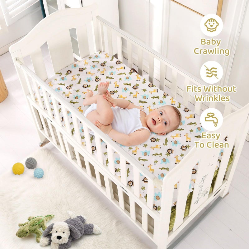 Wowelife Safari Crib Bedding Set, 3 Piece Safari Baby Bedding Set Brown, Premium Baby Crib Bed Set, Breathable and Soft for Baby Boy and Girl - Image 3